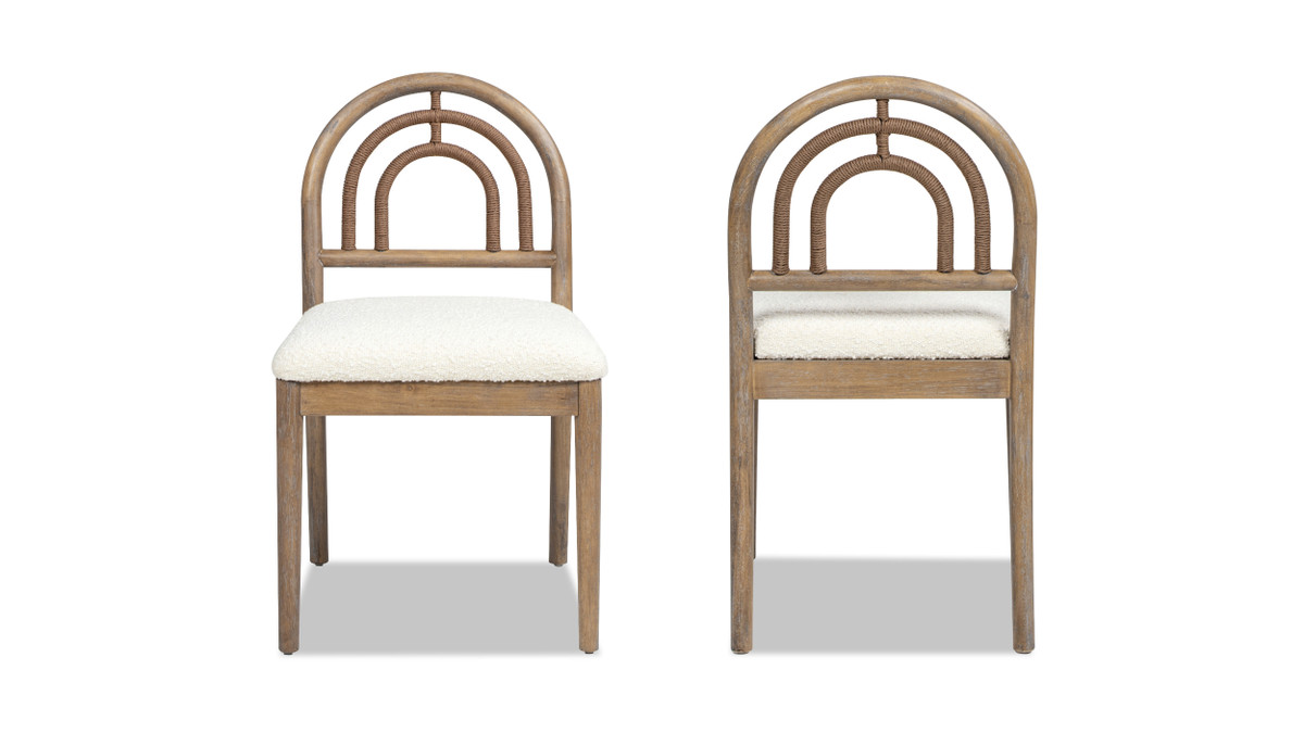 Jennifer Taylor Home Leon Arched Back Wood & Upholstered Dining Chair Set Of 2 Ivory White Bouclé