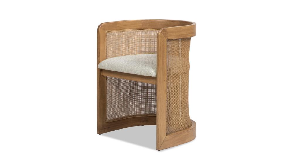 jennifer taylor home Lilith 20.5" Curved Rattan Upholstered Dining Chair White Pepper