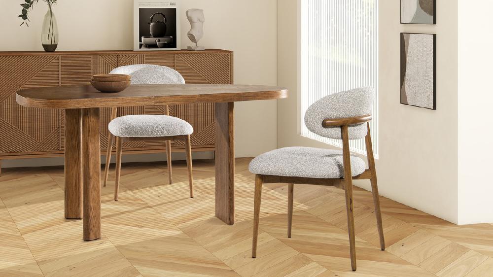 Jennifer Taylor Home Locke 20.5" Modern Upholstered Dining Chair With Wood Frame Salt & Pepper Bouclé