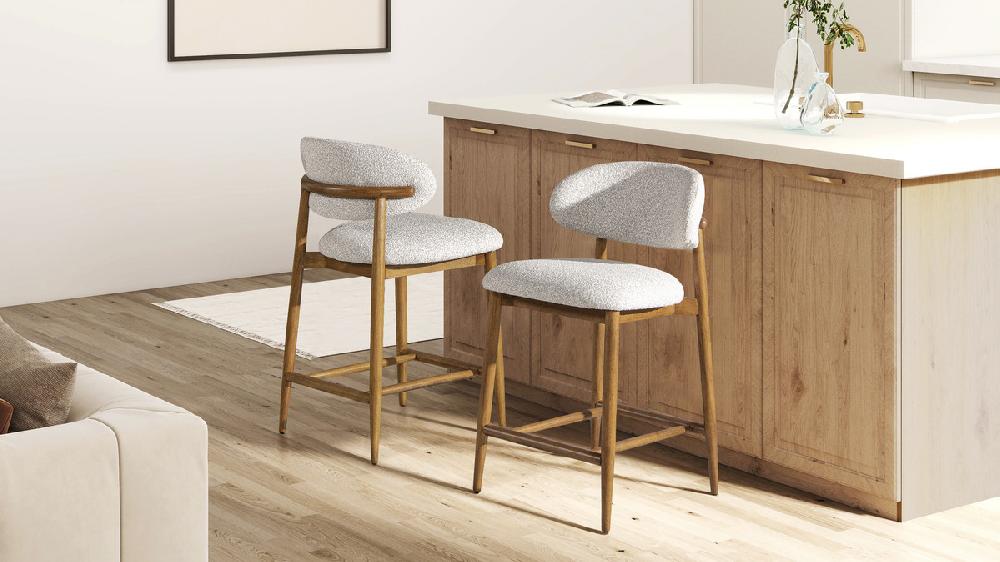 Jennifer Taylor Home Locke 26.5" Modern Upholstered Counter Stool With Wood Frame Salt & Pepper Bouclé