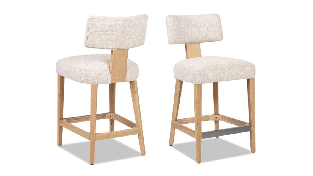 Jennifer Taylor Home Louise 27" Split Back Upholstered Dining Counter Stool Set Of 2 Travertine Beige