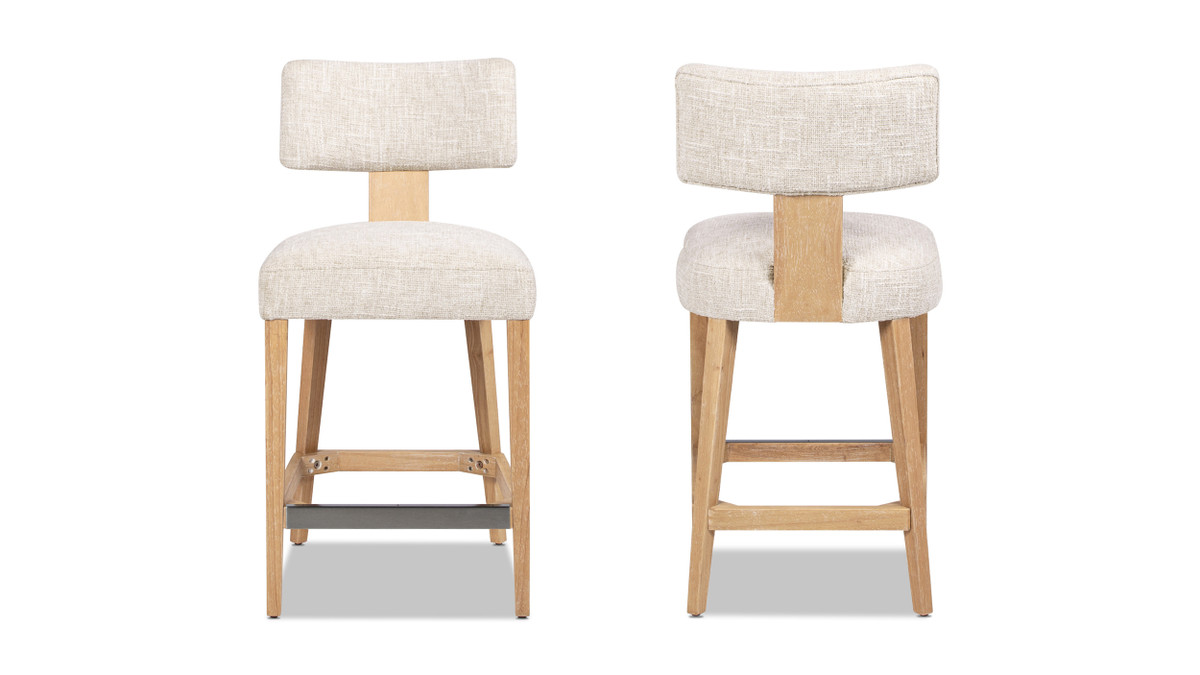 Jennifer Taylor Home Louise 27" Split Back Upholstered Dining Counter Stool Set Of 2 Travertine Beige