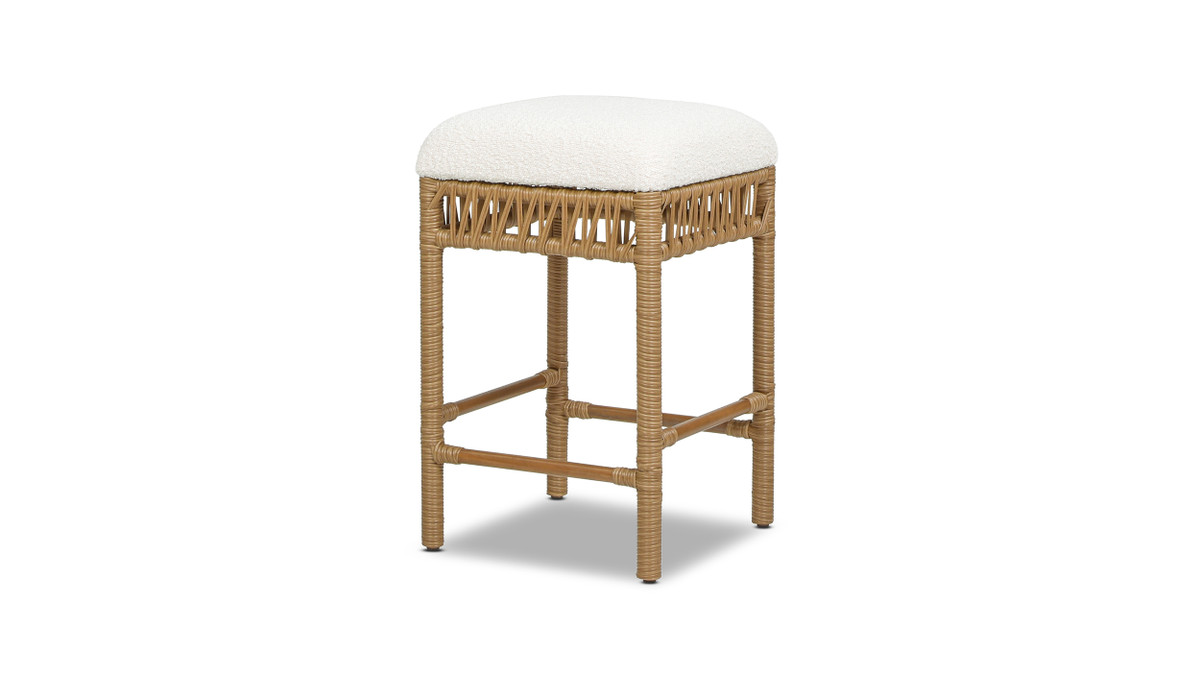 jennifer taylor home Lucia 25.5" Backless Upholstered Counter Stool with Resin Rattan Frame Ivory White Bouclé jennifer taylor home Lucia 25.5" Backless Upholstered Counter Stool with Resin Rattan Frame Ivory White Bouclé