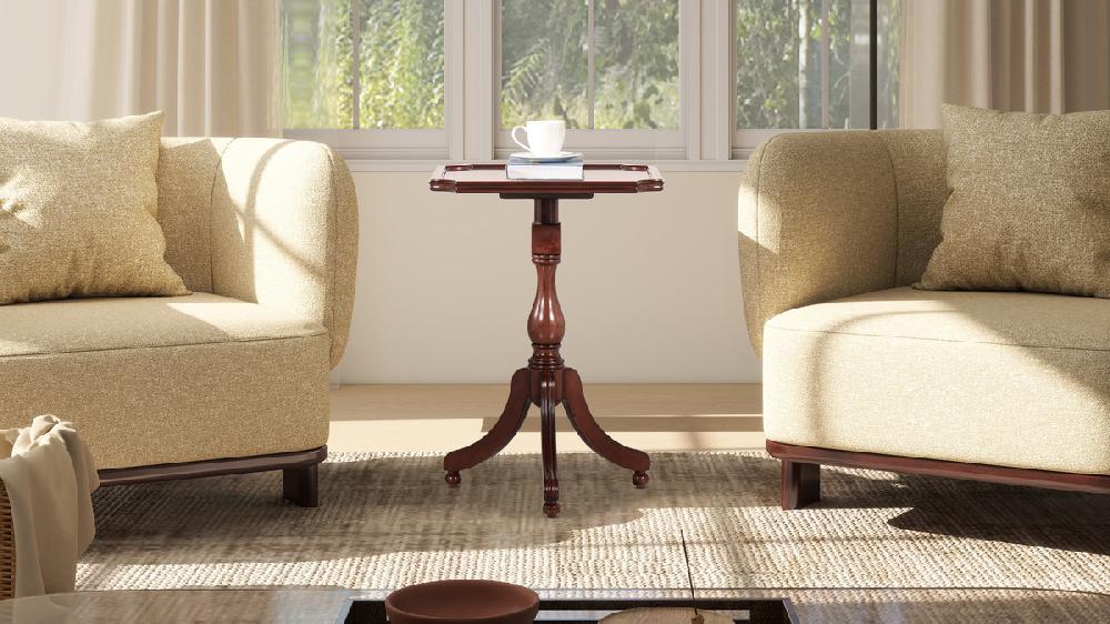 Jennifer Taylor Home Mabel 19" Elegant Wood Turned Pedestal Side Table Rich Walnut