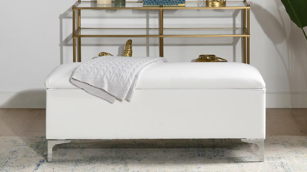 Jennifer Taylor Home Madelyn 49" Modern Storage Bench Bright White