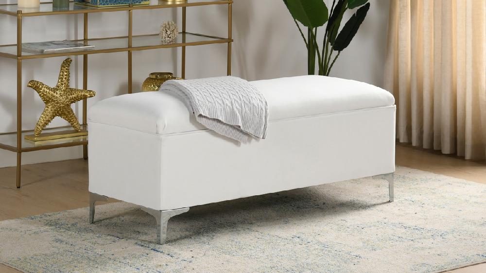 Jennifer Taylor Home Madelyn 49" Modern Storage Bench Bright White