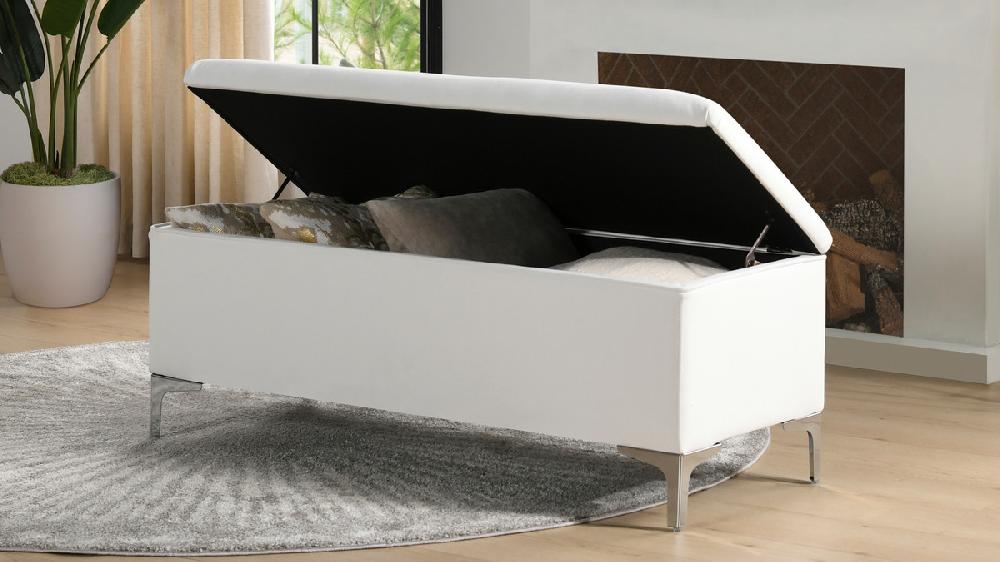 Jennifer Taylor Home Madelyn 49" Modern Storage Bench Bright White