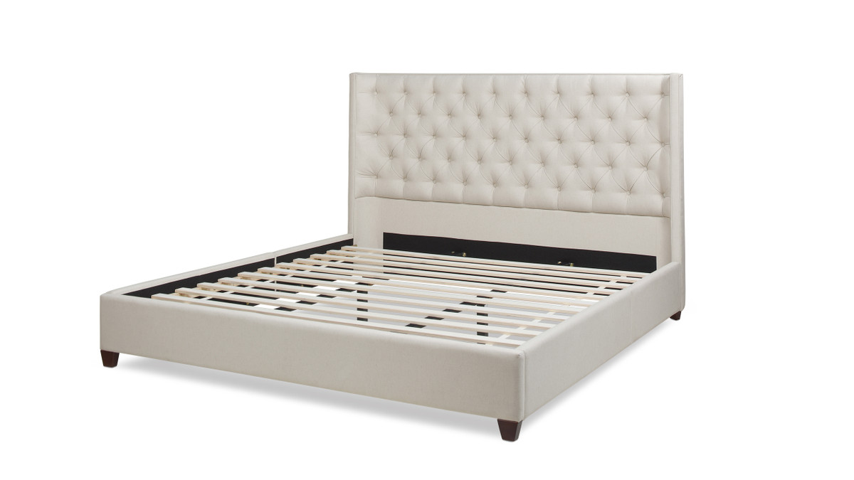 Jennifer Taylor Home Manhattan Shelter King Platform Bed Frame Light Beige