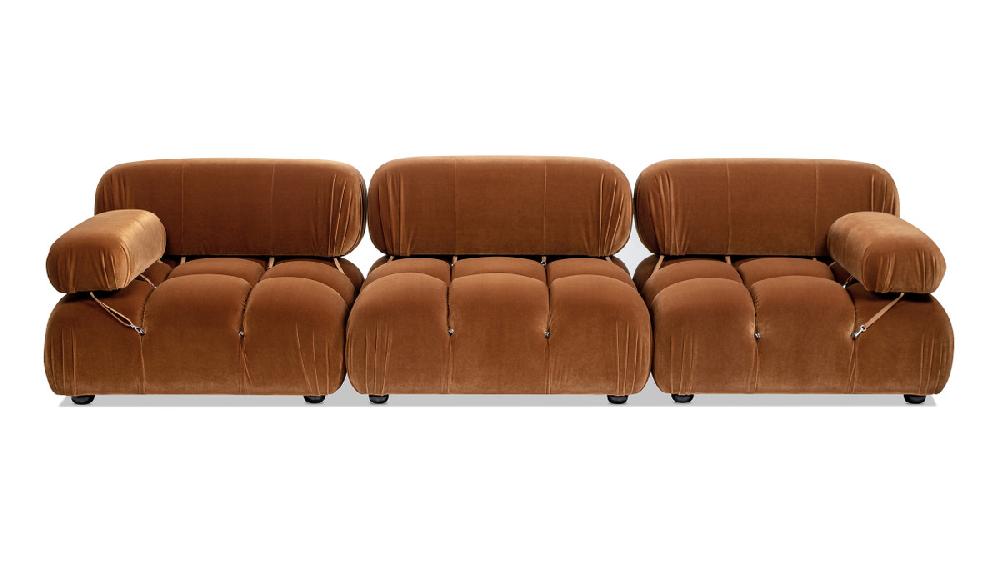 jennifer taylor home Marcel 109.5" Bubble Modular Modern 3-Piece Sofa Burnt Orange