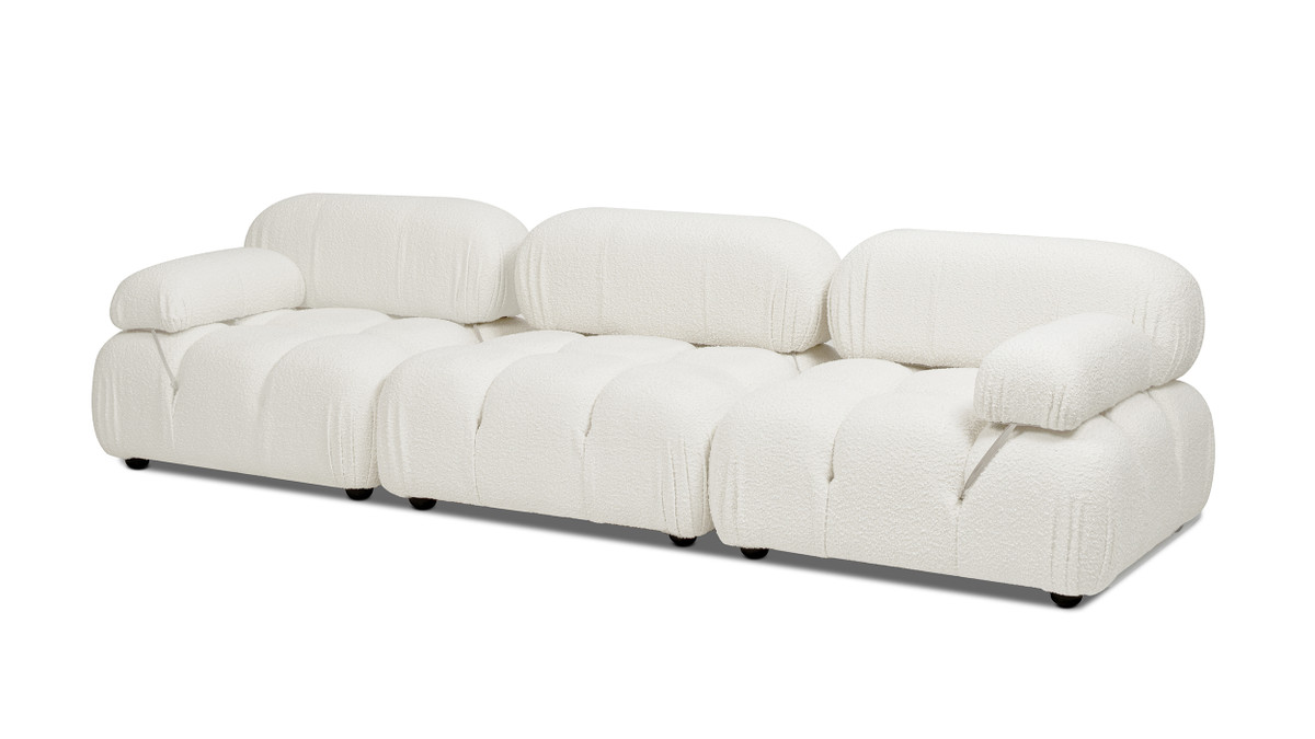 Jennifer Taylor Home Marcel 109.5" Bubble Modular Modern 3-Piece Sofa Ivory White Bouclé