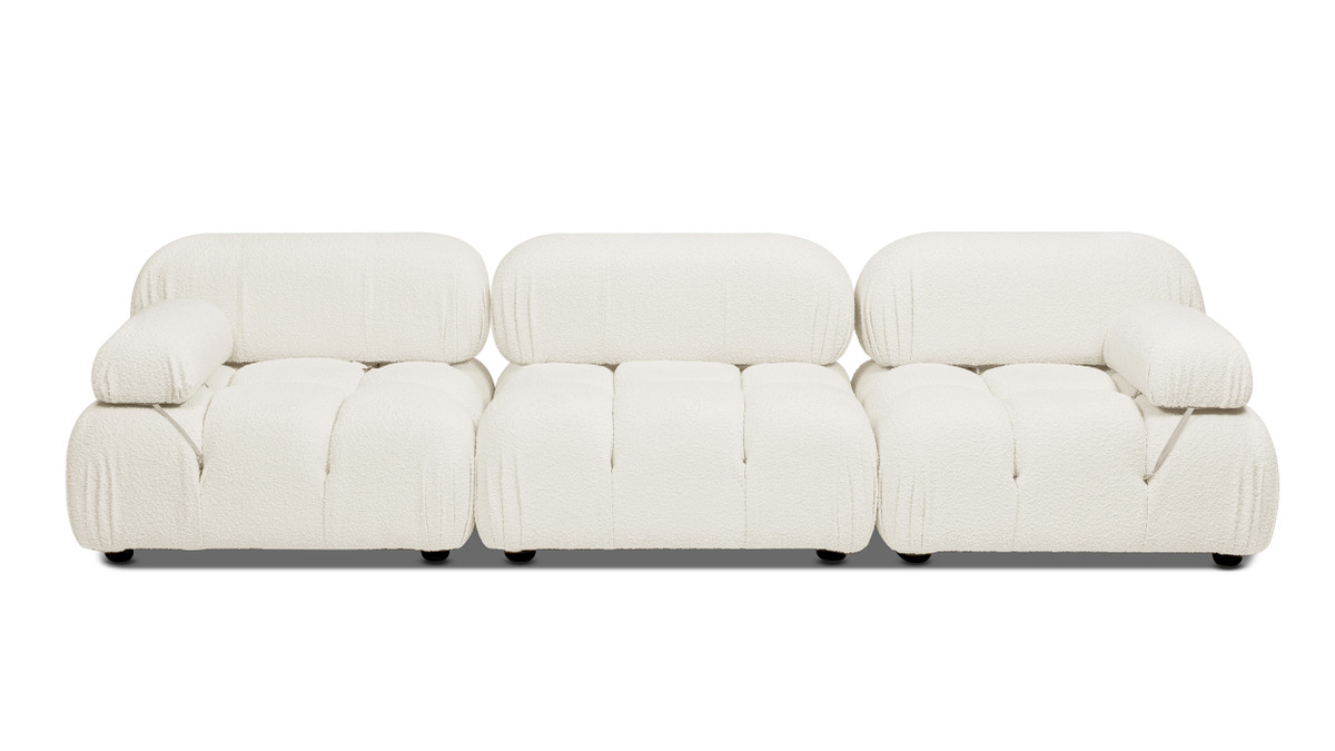 jennifer taylor home Marcel 109.5" Bubble Modular Modern 3-Piece Sofa Ivory White Bouclé