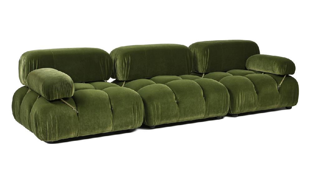 Jennifer Taylor Home Marcel 109.5" Bubble Modular Modern 3-Piece Sofa Olive Green