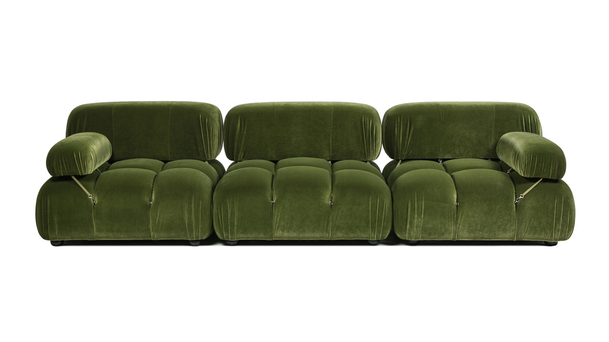 jennifer taylor home Marcel 109.5" Bubble Modular Modern 3-Piece Sofa Olive Green