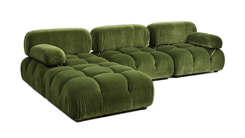 Jennifer Taylor Home Marcel 109.5" Bubble Modular Modern 4-Piece Reversible Sectional Sofa Olive Green