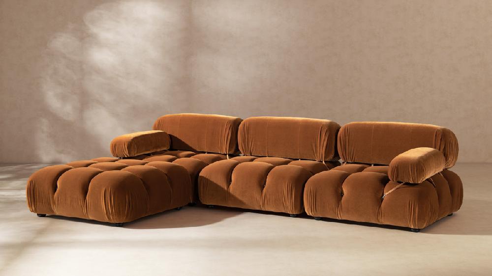 Jennifer Taylor Home Marcel 109.5" Bubble Modular Modern 4-Piece Reversible Sectional Sofa Burnt Orange