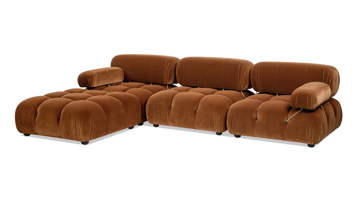 Jennifer Taylor Home Marcel 109.5" Bubble Modular Modern 4-Piece Reversible Sectional Sofa Burnt Orange