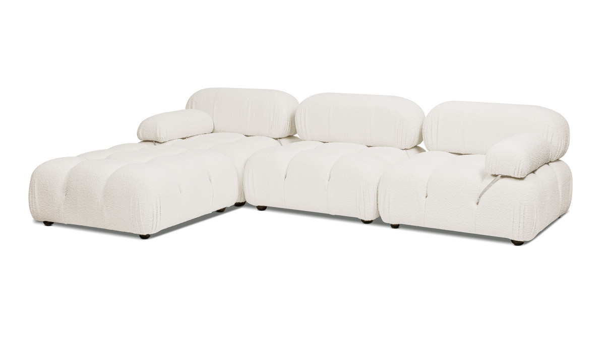 Jennifer Taylor Home Marcel 109.5" Bubble Modular Modern 4-Piece Reversible Sectional Sofa Ivory White Bouclé