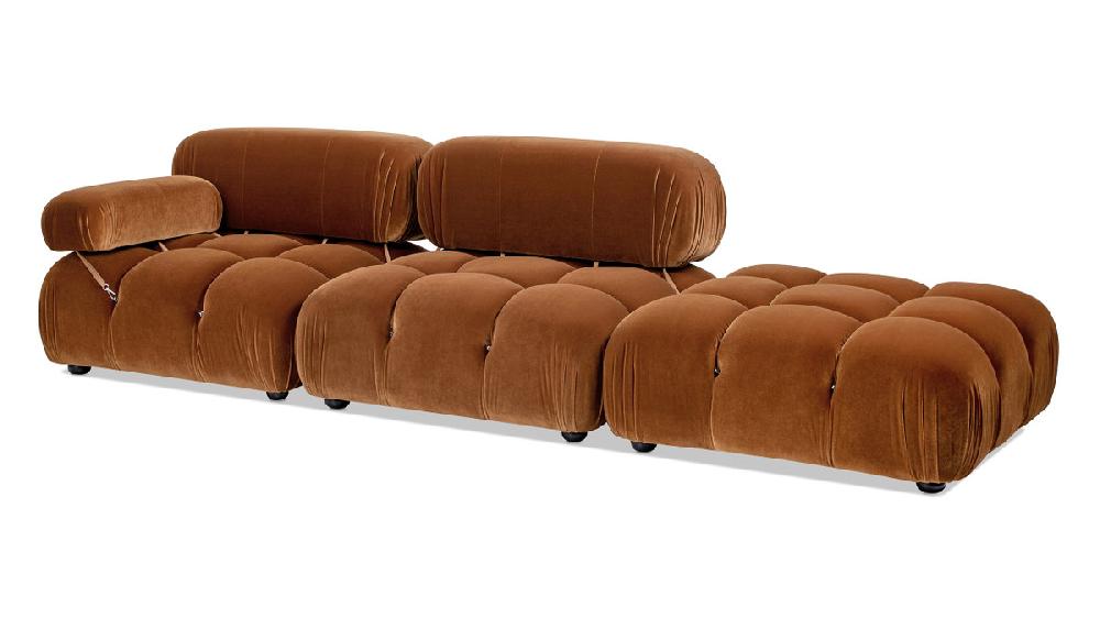 Jennifer Taylor Home Marcel 109.5" Bubble Modular Modern Chaise Single Arm 3-Piece Sofa Burnt Orange