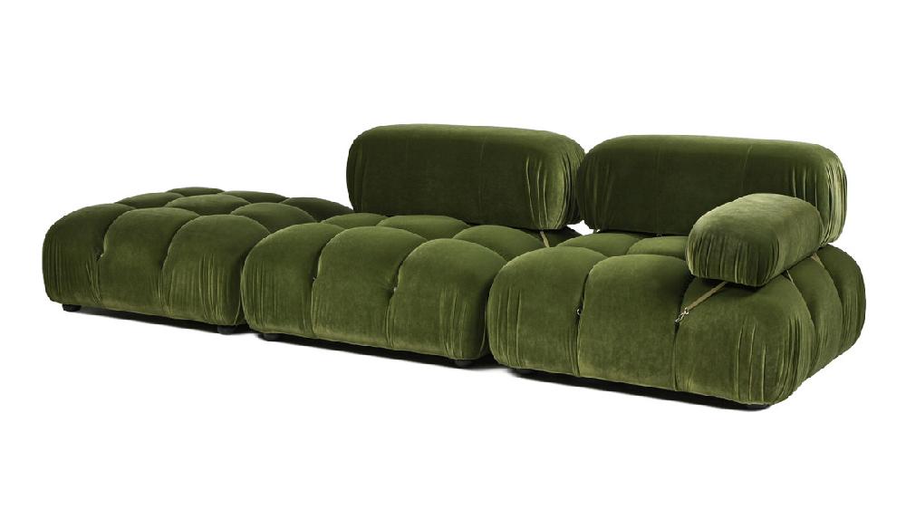 Jennifer Taylor Home Marcel 109.5" Bubble Modular Modern Chaise Single Arm 3-Piece Sofa Olive Green