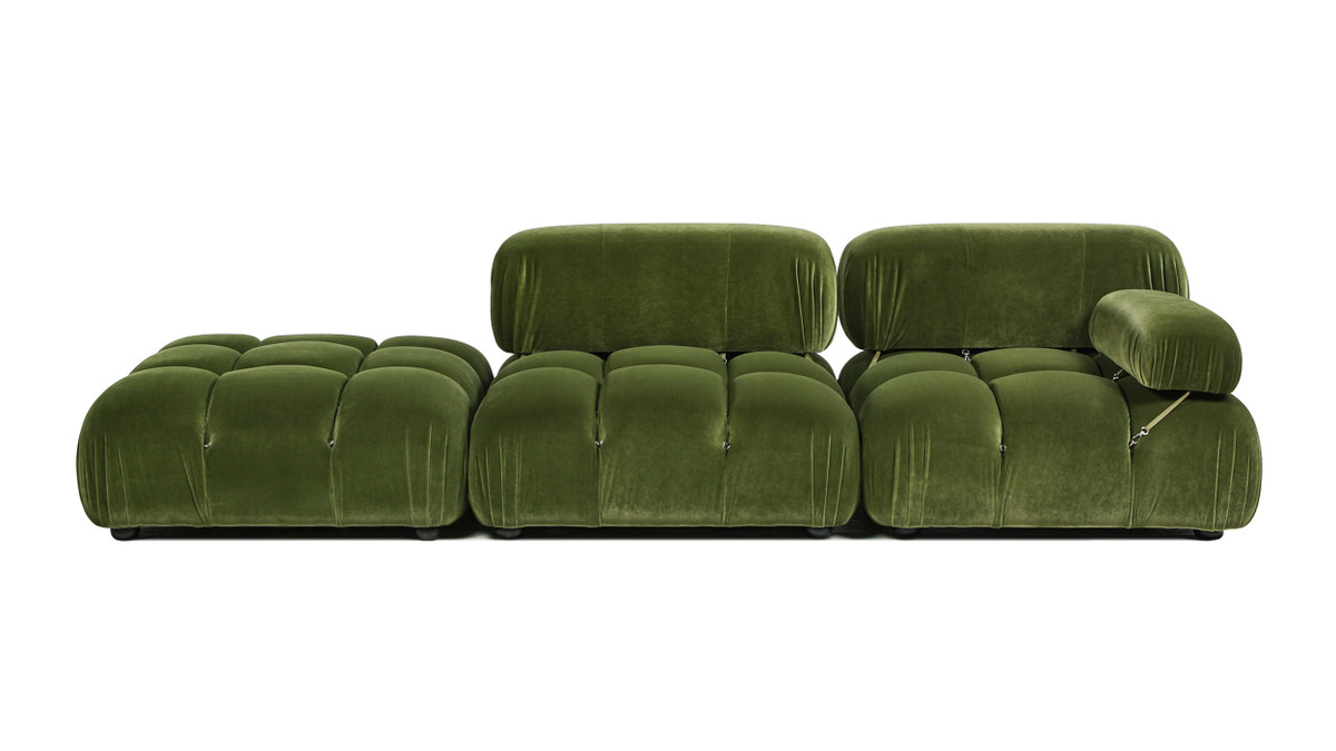 jennifer taylor home Marcel 109.5" Bubble Modular Modern Chaise Single Arm 3-Piece Sofa Olive Green