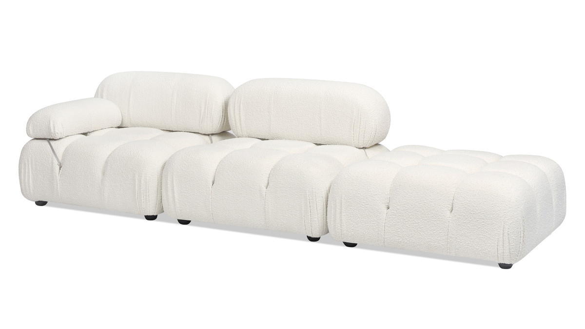 Jennifer Taylor Home Marcel 109.5" Bubble Modular Modern Chaise Single Arm 3-Piece Sofa Ivory White Bouclé