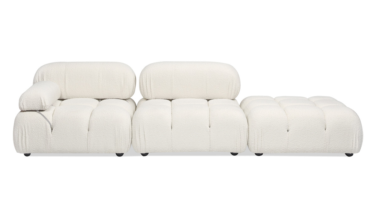 jennifer taylor home Marcel 109.5" Bubble Modular Modern Chaise Single Arm 3-Piece Sofa Ivory White Bouclé
