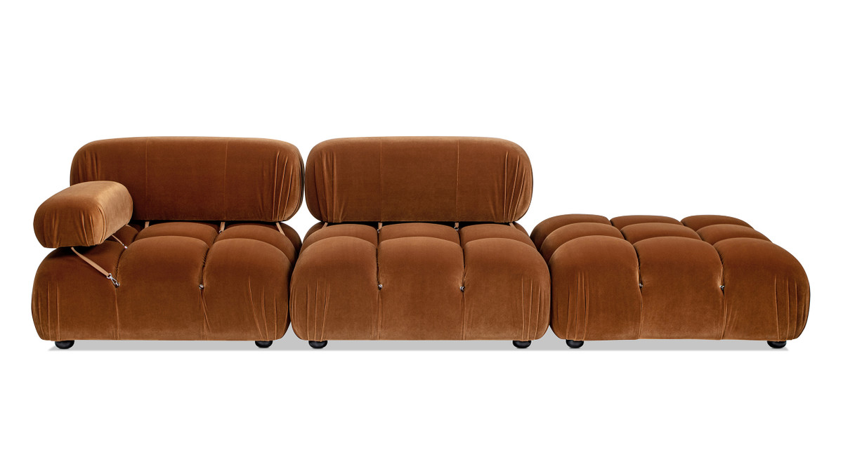 jennifer taylor home Marcel 109.5" Bubble Modular Modern Chaise Single Arm 3-Piece Sofa Burnt Orange