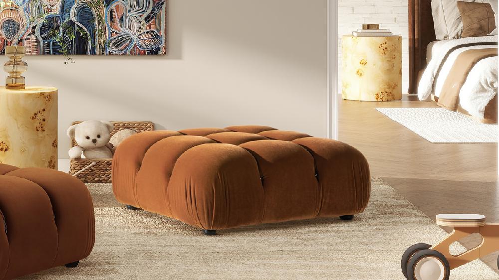 Jennifer Taylor Home Marcel 36" Bubble Modular Modern Cocktail Ottoman Burnt Orange