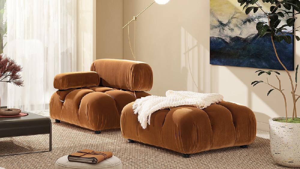 Jennifer Taylor Home Marcel 36" Bubble Modular Modern Lounge Arm Chair Burnt Orange