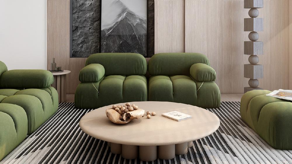 Jennifer Taylor Home Marcel 72.5" Bubble Modular Modern 2-Piece Loveseat Sofa Olive Green