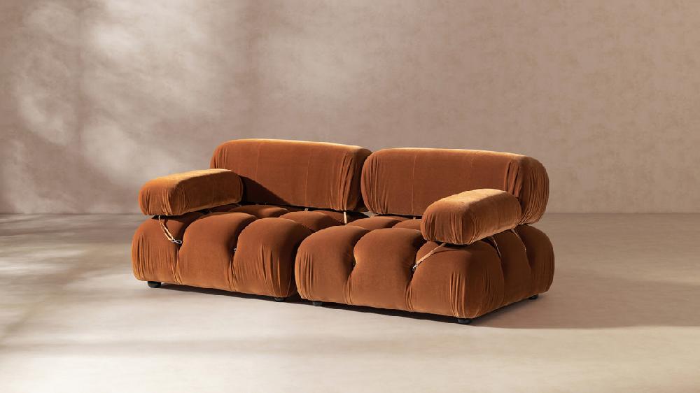 Jennifer Taylor Home Marcel 72.5" Bubble Modular Modern 2-Piece Loveseat Sofa Burnt Orange
