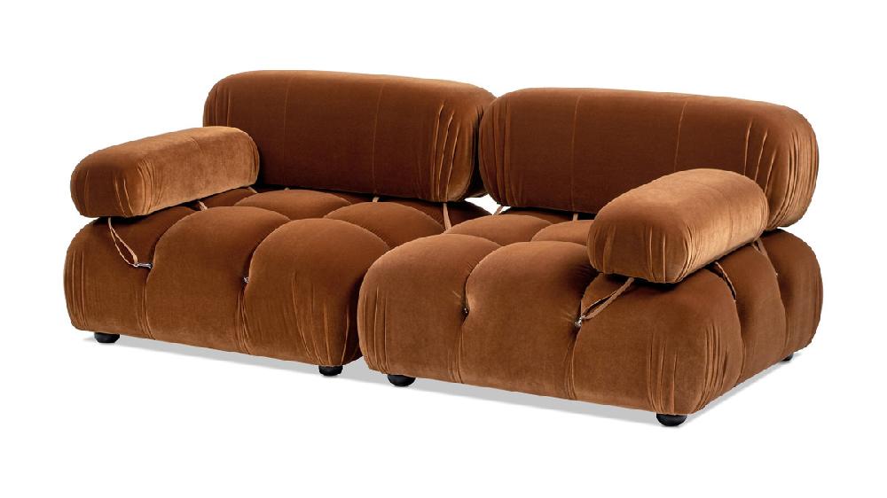Jennifer Taylor Home Marcel 72.5" Bubble Modular Modern 2-Piece Loveseat Sofa Burnt Orange