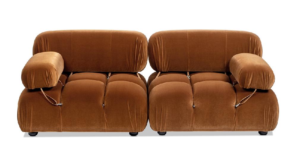 jennifer taylor home Marcel 72.5" Bubble Modular Modern 2-Piece Loveseat Sofa Burnt Orange