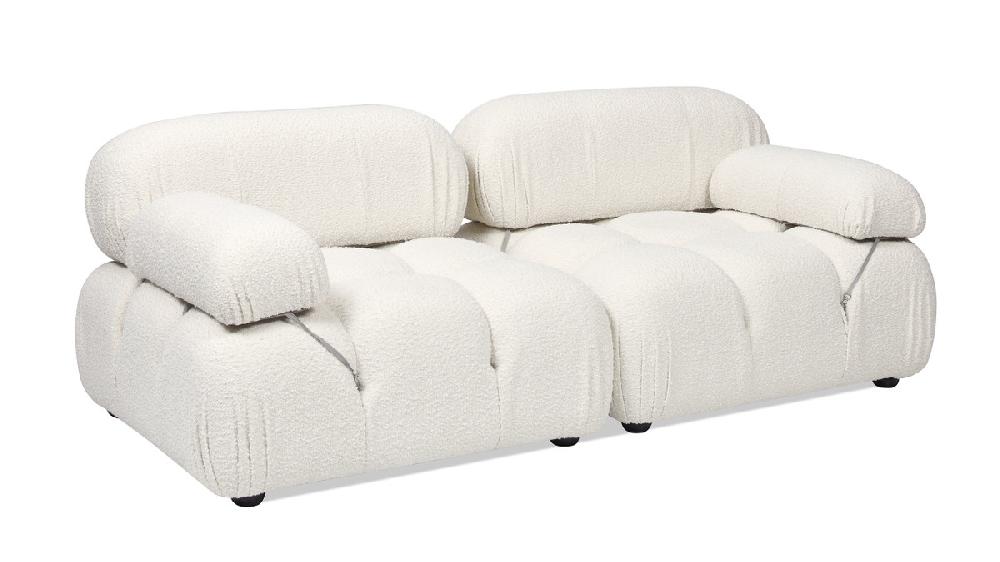 Jennifer Taylor Home Marcel 72.5" Bubble Modular Modern 2-Piece Loveseat Sofa Ivory White Bouclé