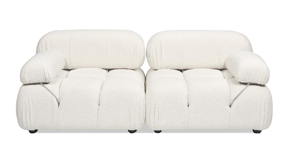 jennifer taylor home Marcel 72.5" Bubble Modular Modern 2-Piece Loveseat Sofa Ivory White Bouclé