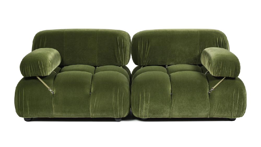 jennifer taylor home Marcel 72.5" Bubble Modular Modern 2-Piece Loveseat Sofa Olive Green