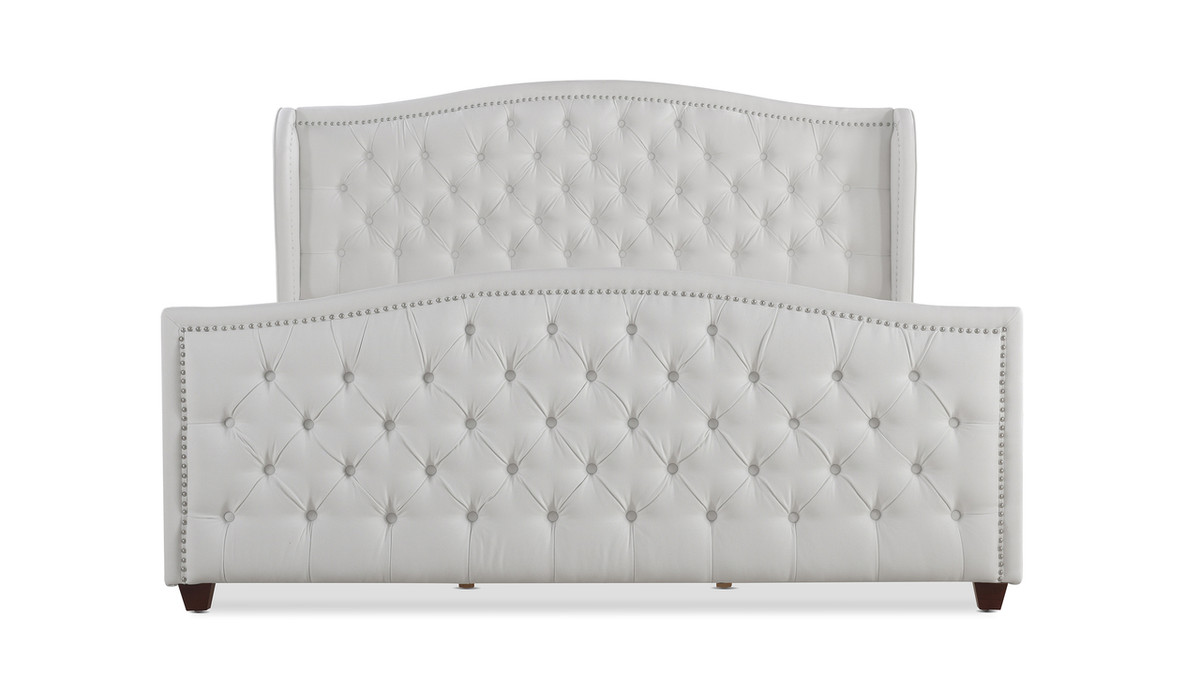 Jennifer Taylor Home Marcella Upholstered Shelter Headboard Bed Set King Bright White