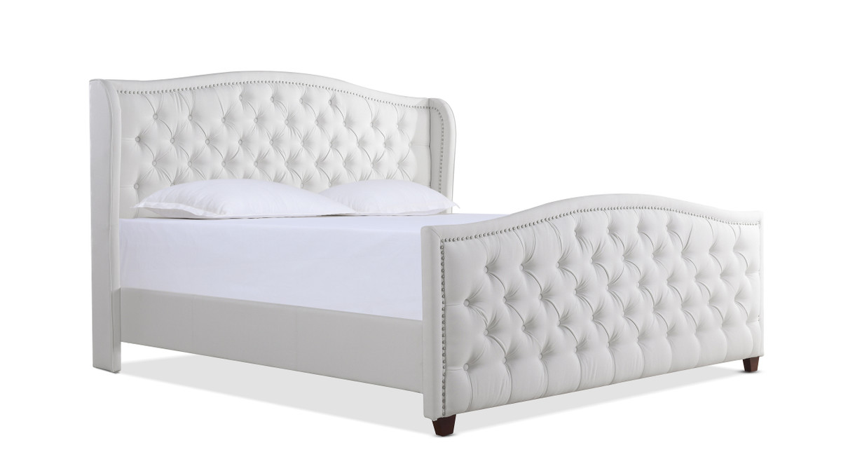 jennifer taylor home Marcella Upholstered Shelter Headboard Bed Set King Bright White