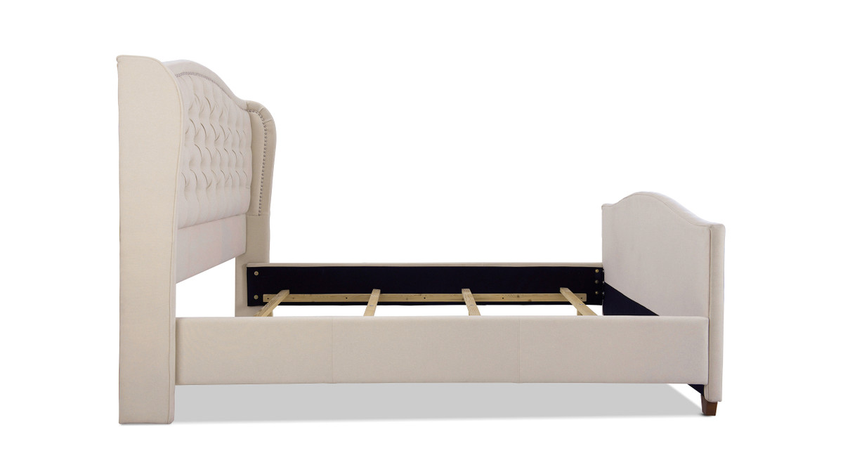 Jennifer Taylor Home Marcella Upholstered Shelter Headboard Bed Set King Sky Neutral Beige