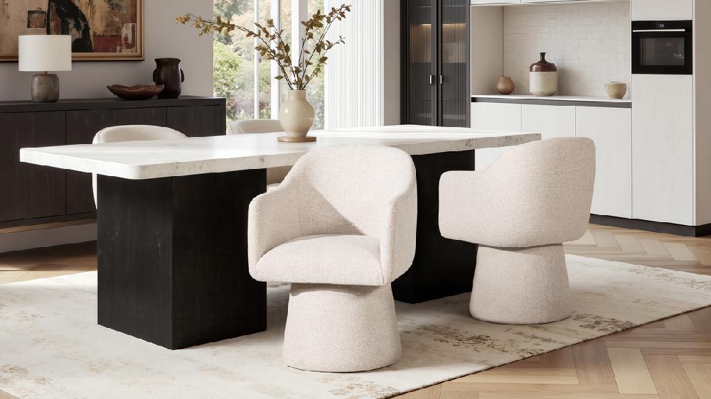 Jennifer Taylor Home Marcy Swivel Upholstered Dining Arm Chair Simple Gray