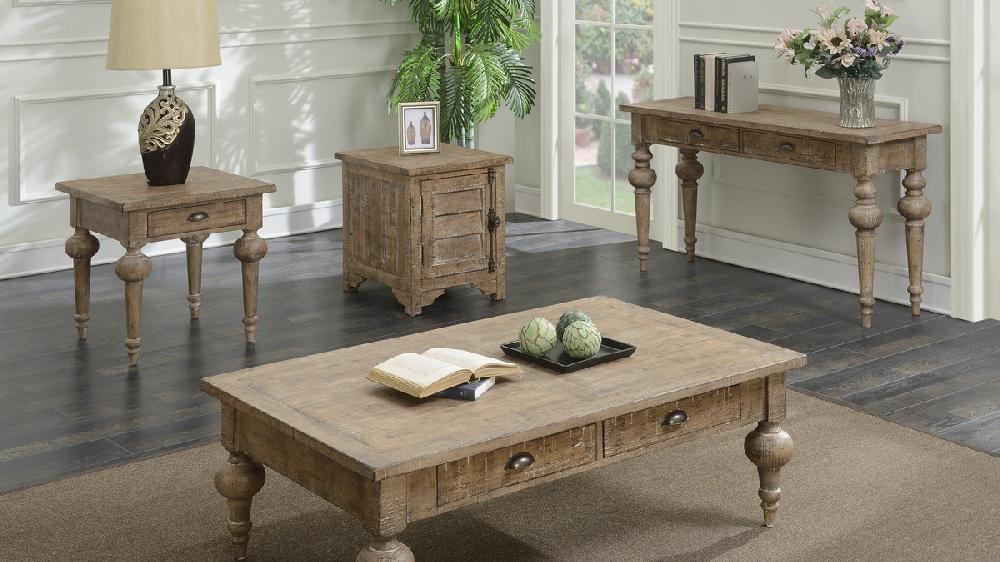 Jennifer Taylor Home Maribelle 24" Square End Table With Drawer And Turned Legs Sandstone Gray Finish