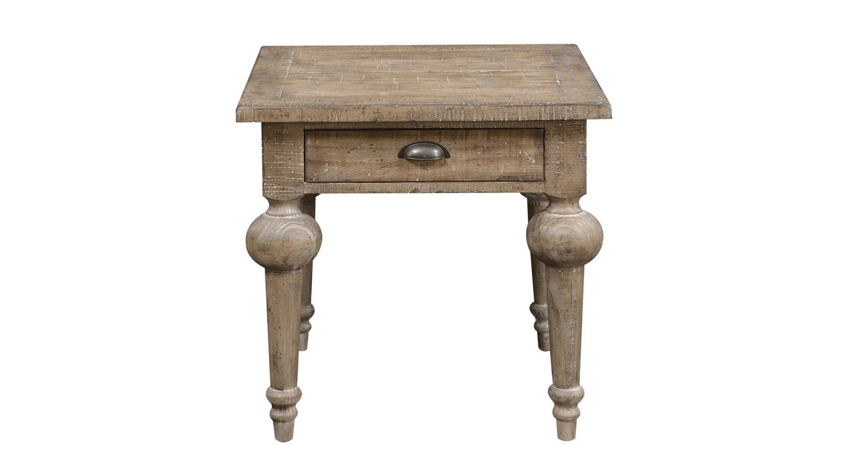 Jennifer Taylor Home Maribelle 24" Square End Table With Drawer And Turned Legs Sandstone Gray Finish