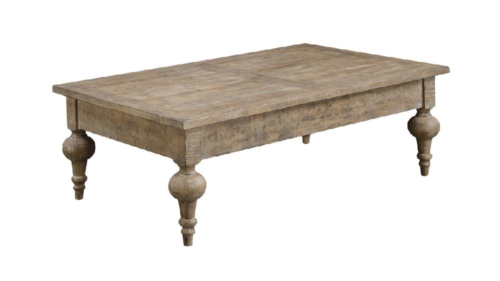 Jennifer Taylor Home Maribelle 52" Coffee Table With Drawers And Turned Legs In Sandstone Gray