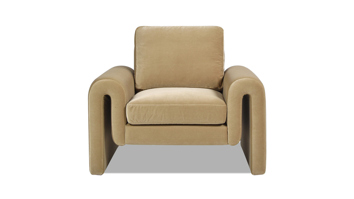 Jennifer Taylor Home Mason 40" Arched Arm Chair Camel Brown Beige