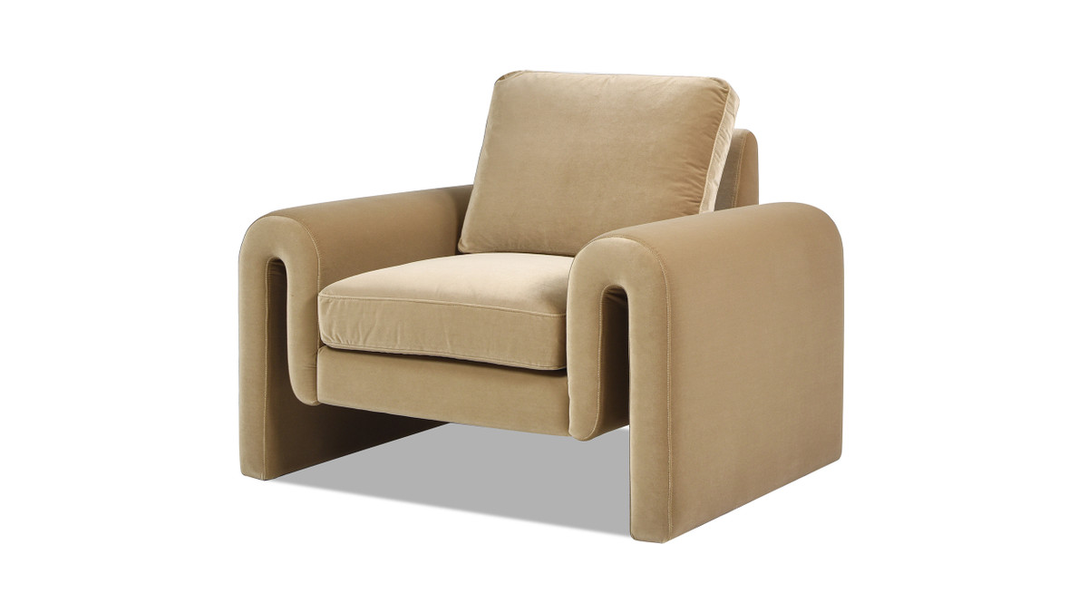 jennifer taylor home Mason 40" Arched Arm Chair Camel Brown Beige