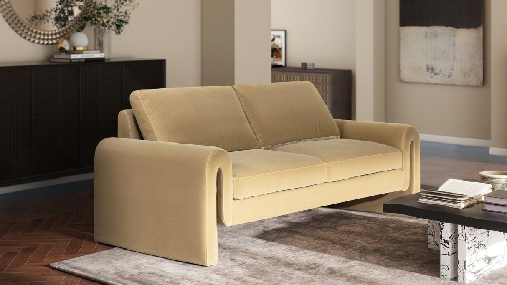Jennifer Taylor Home Mason 85" Arched Arm Sofa Camel Brown Beige