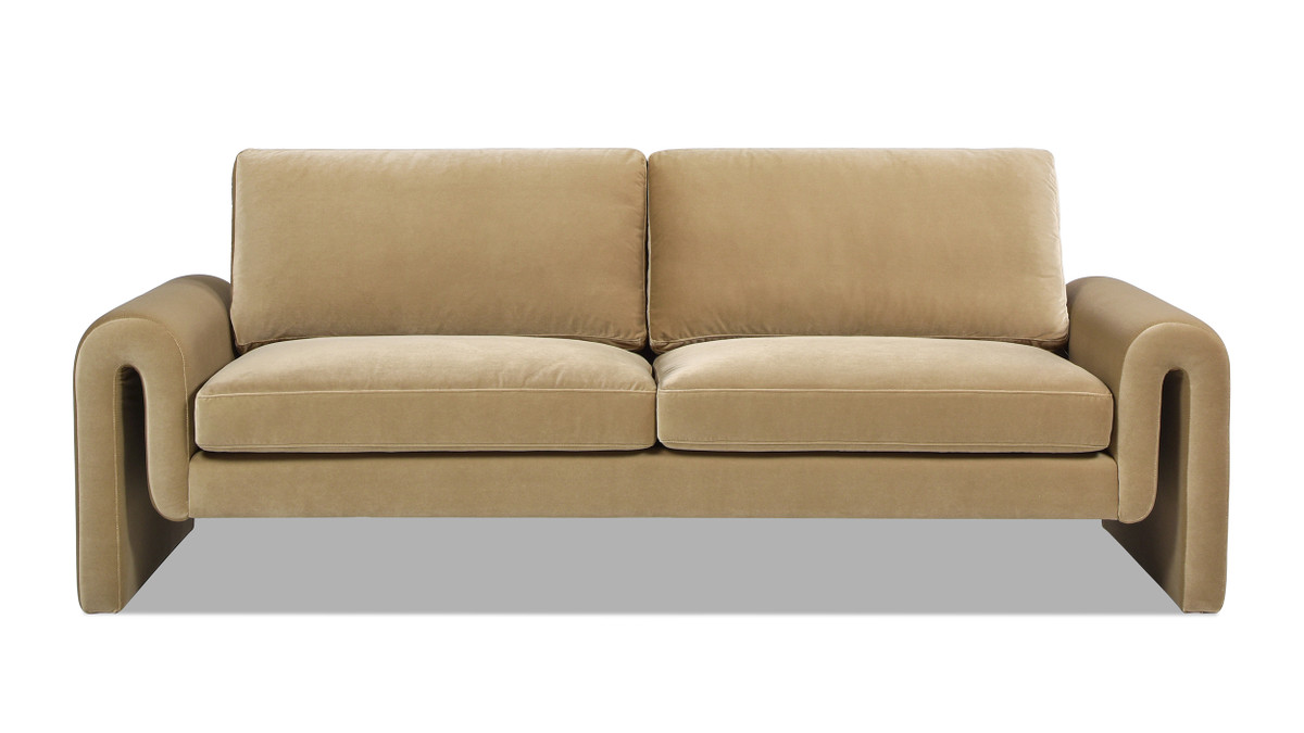 jennifer taylor home Mason 85" Arched Arm Sofa Camel Brown Beige