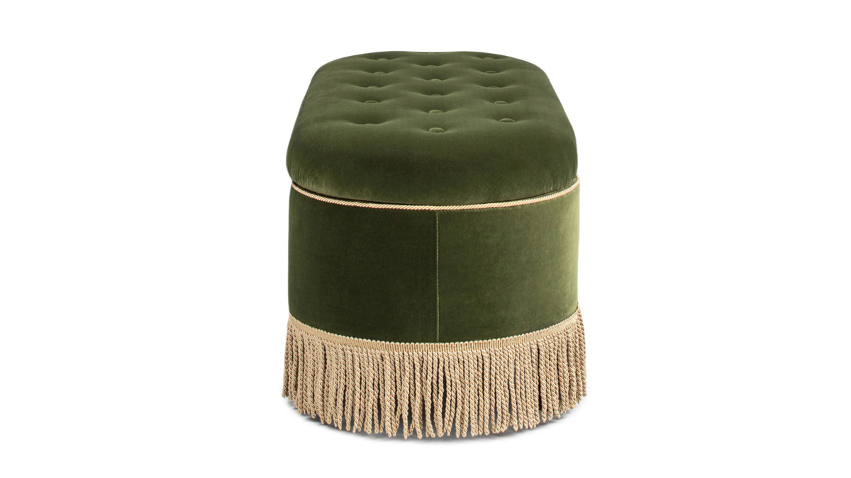 Jennifer Taylor Home Melinda 48.5" Oval Tufted Bullion Fringe Storage Bench Olive Green