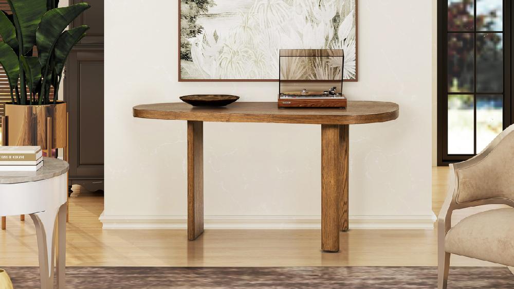 Jennifer Taylor Home Melvin 60" Modern Oak Oblong Oval Console Desk Café Brown