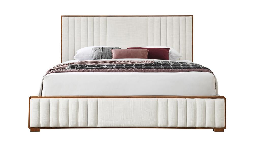 Jennifer Taylor Home Mia Channel Tufted Upholstered Platform Bed King Chenille Beige